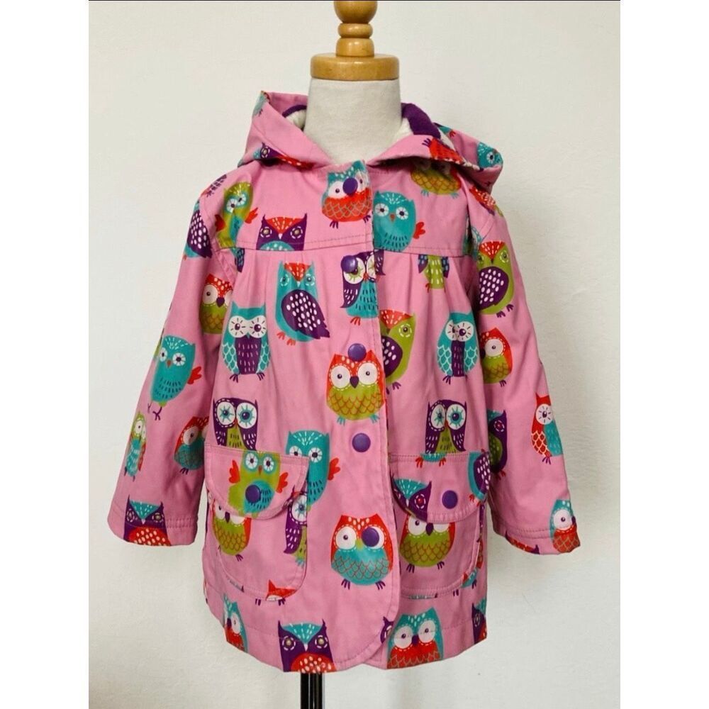 Hatley Toddler Girls 2 Owl Print Hooded Raincoat AS IS - Picture 3 of 13